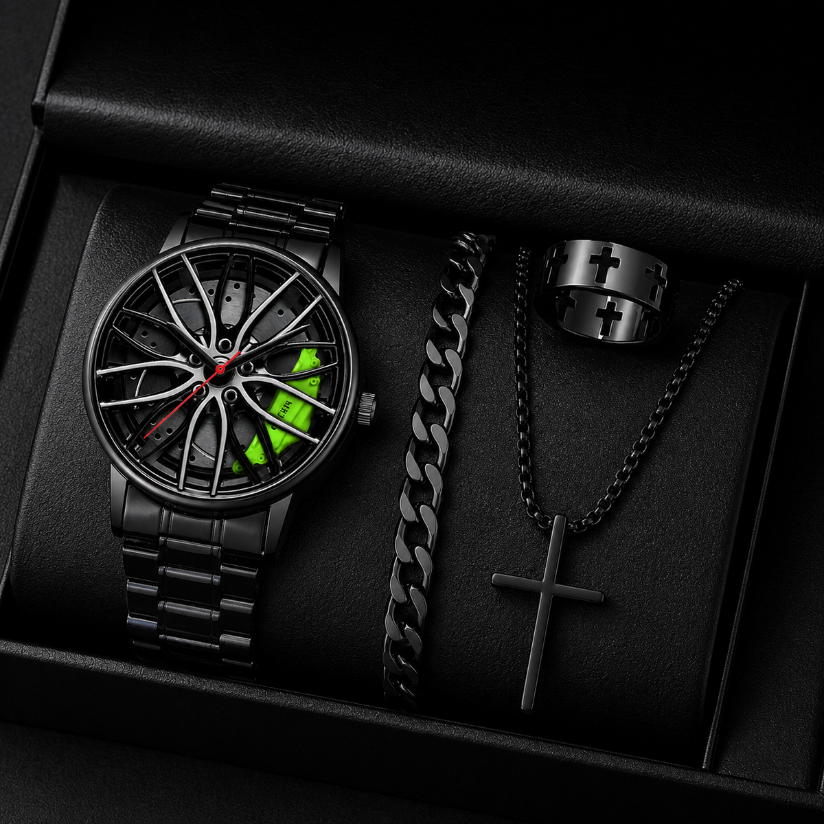 BoostTime™ Vortex Wheel Watch 4 in 1 – Premium Felgenuhr mit Edelstahlarmband