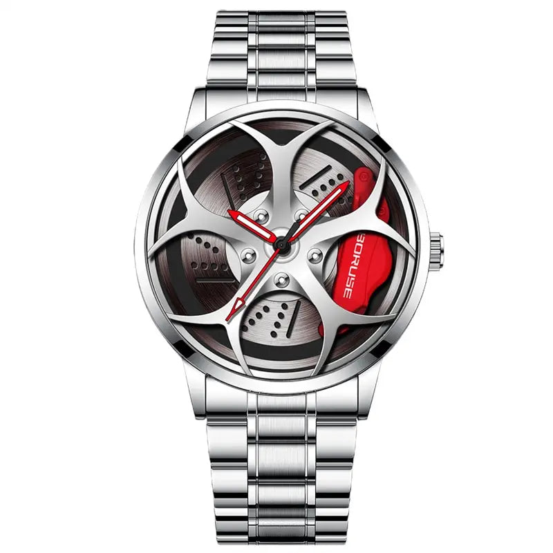 Boosttime™ FelgenStyle Herren Armbanduhr – Sportliche Quarz Uhr im Felgendesign | Edelstahl | Wasserdicht