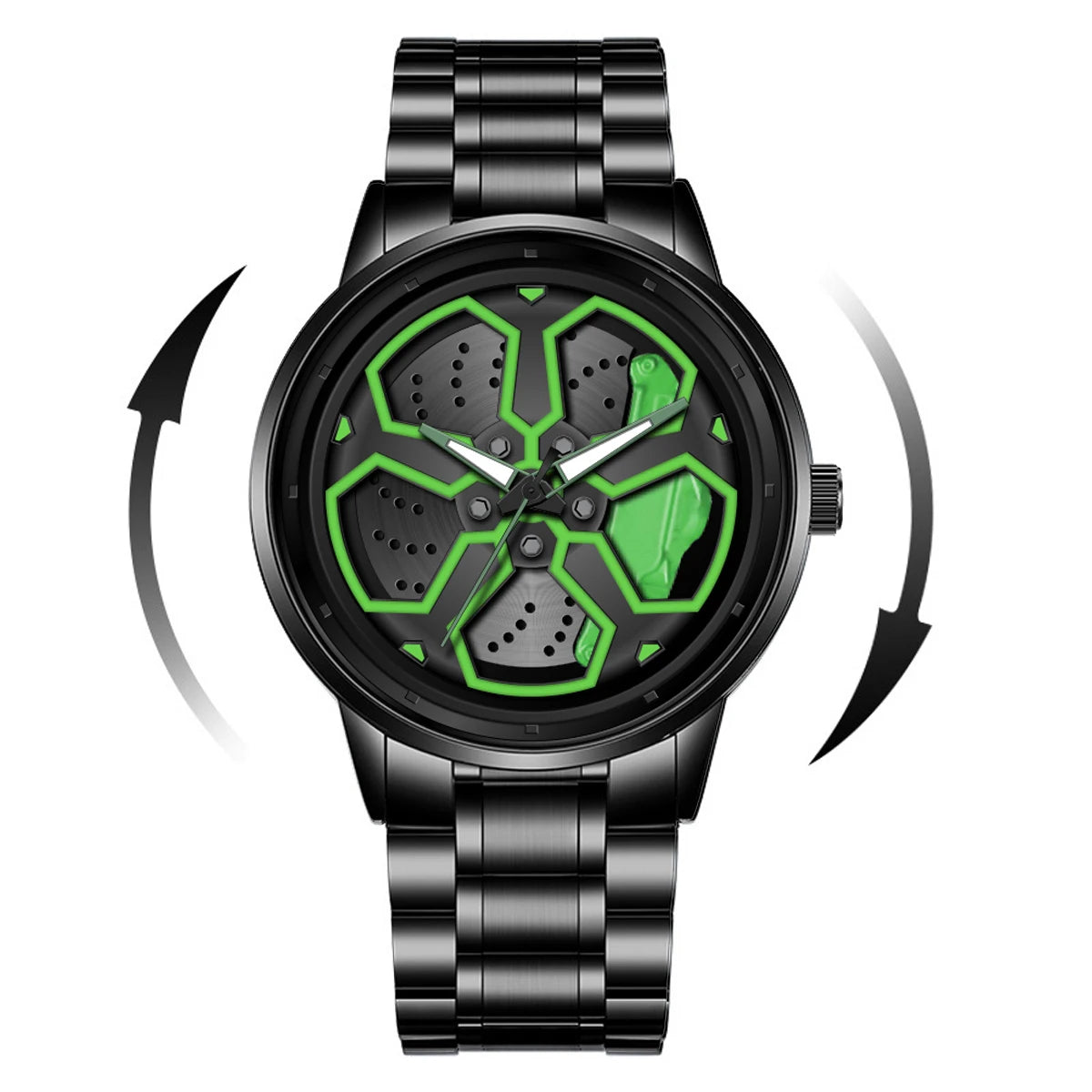 Felgenuhr "Velocity Steel" – Herren-Armbanduhr im Sportfelgen-Design mit Edelstahlarmband