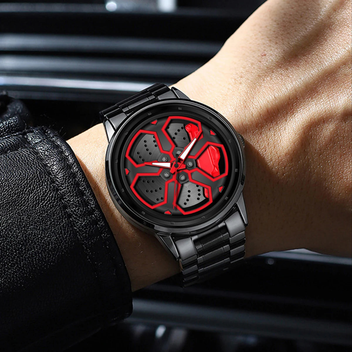 Felgenuhr "Velocity Steel" – Herren-Armbanduhr im Sportfelgen-Design mit Edelstahlarmband
