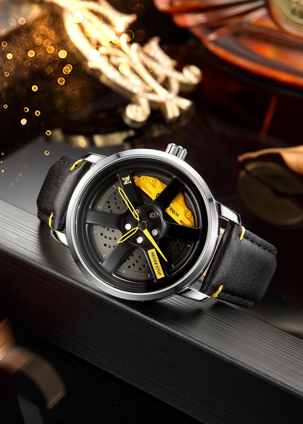 Felgenuhr – Sportliche Herren-Armbanduhr im Felgendesign mit Quarzwerk