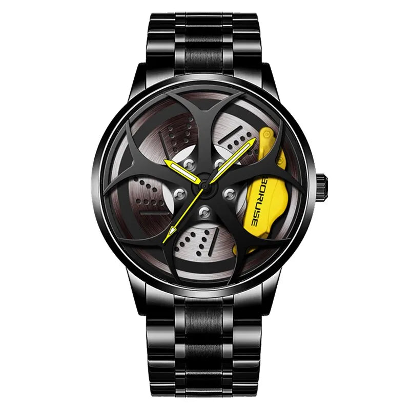 Boosttime™ FelgenStyle Herren Armbanduhr – Sportliche Quarz Uhr im Felgendesign | Edelstahl | Wasserdicht