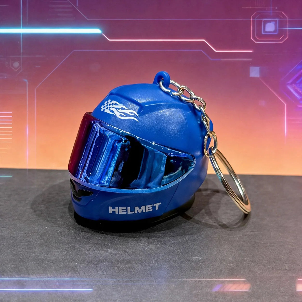 BoostTime™ Mini Motorradhelm Schlüsselanhänger LED – Leuchtender Racing Helm