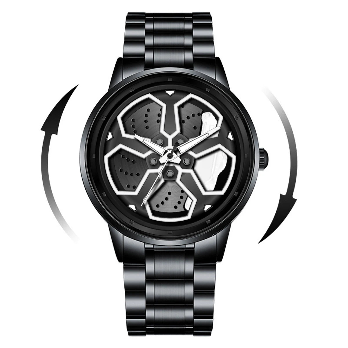 Felgenuhr "Velocity Steel" – Herren-Armbanduhr im Sportfelgen-Design mit Edelstahlarmband