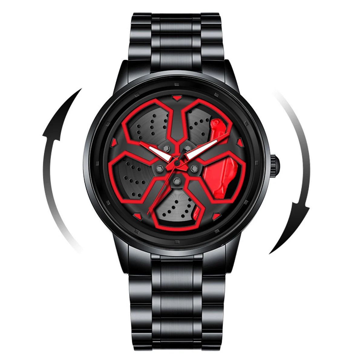 Felgenuhr "Velocity Steel" – Herren-Armbanduhr im Sportfelgen-Design mit Edelstahlarmband