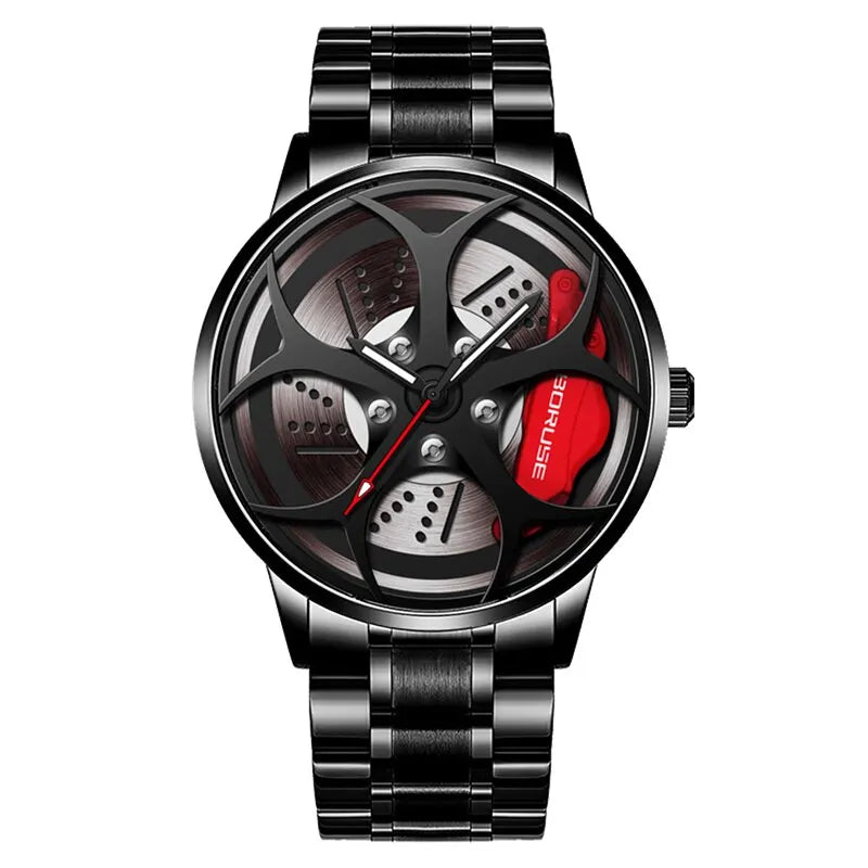 Boosttime™ FelgenStyle Herren Armbanduhr – Sportliche Quarz Uhr im Felgendesign | Edelstahl | Wasserdicht
