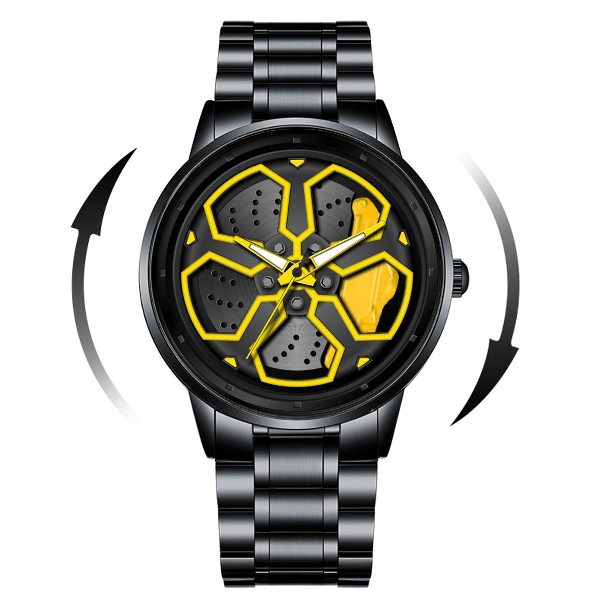 Felgenuhr "Velocity Steel" – Herren-Armbanduhr im Sportfelgen-Design mit Edelstahlarmband