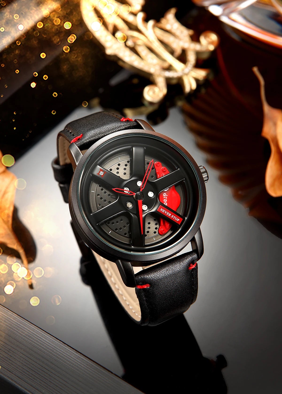 Felgenuhr – Sportliche Herren-Armbanduhr im Felgendesign mit Quarzwerk