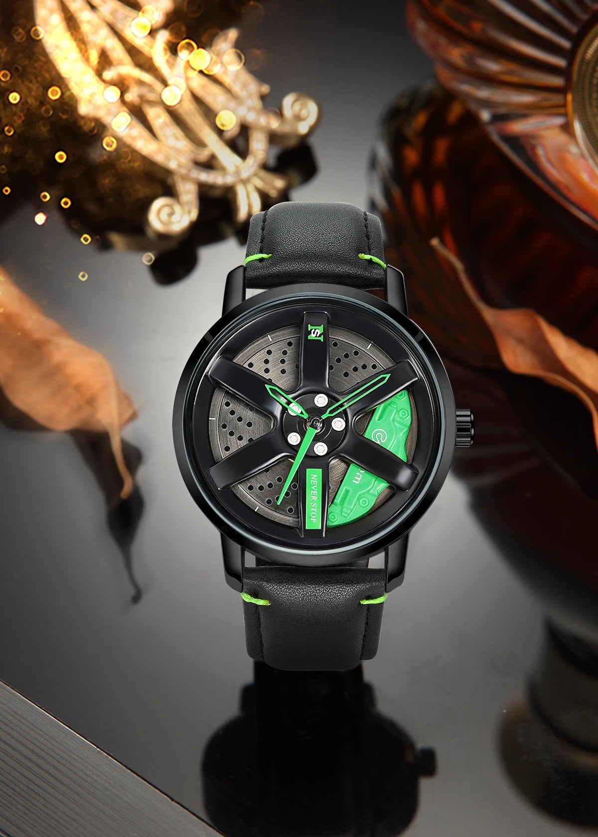 Felgenuhr – Sportliche Herren-Armbanduhr im Felgendesign mit Quarzwerk